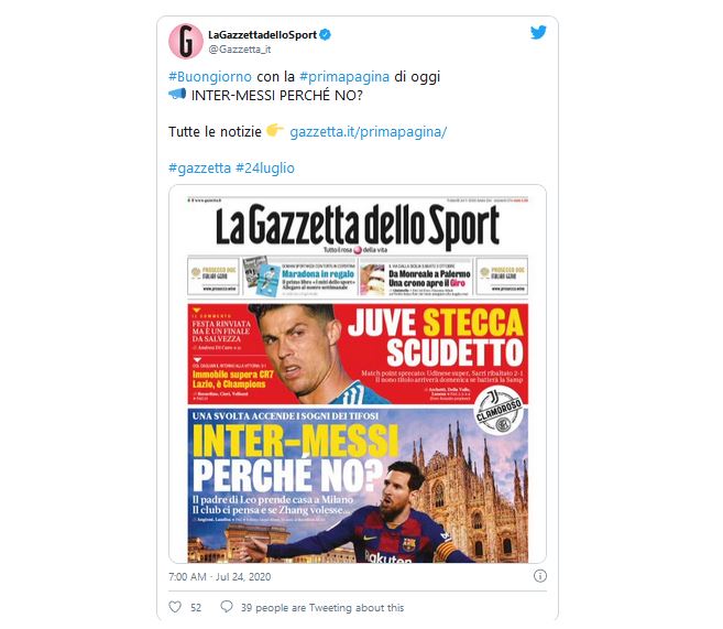 Serie A : Pourquoi Messi est inlassablement cité à l’Inter