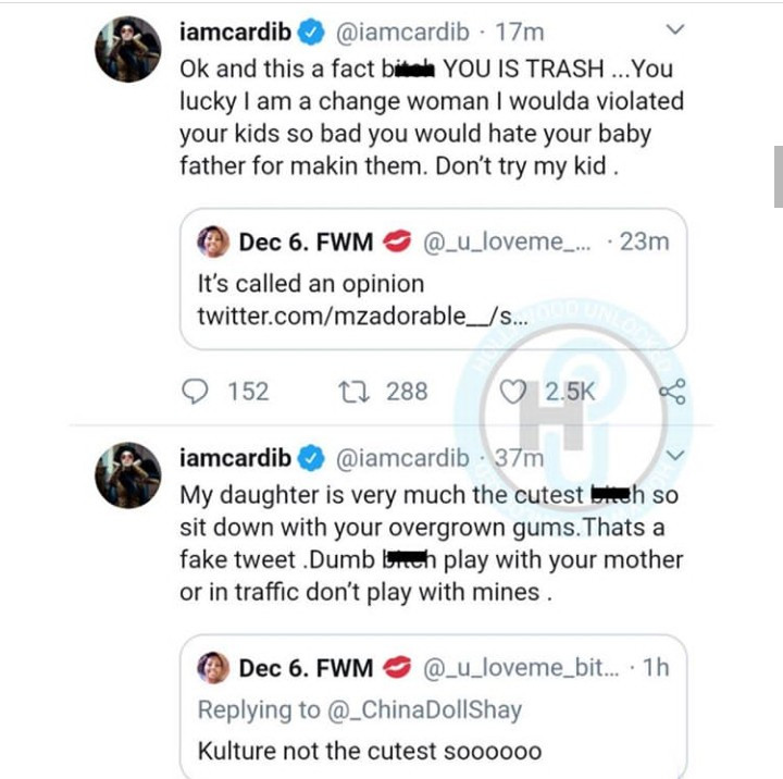 Cardi B pique une crise de colère sur Twitter après des critiques sur sa fille Kulture