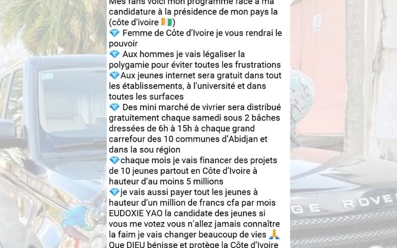 Côte d’Ivoire / Eudoxie Yao : voici son plan de gouvernance pour la présidentielle 2020