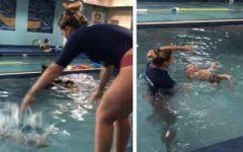 Des professeures de natation jettent des bébés à l’eau pour leur apprendre à nager (Vidéo)