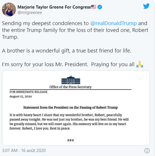 Etats-Unis / Deuil : Donald Trump annonce la mort d’un membre de sa famille