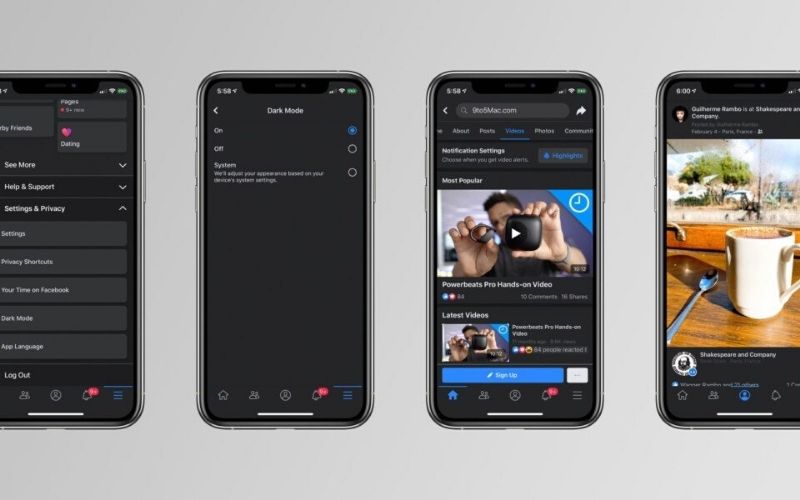 Facebook active le mode sombre sur son application mobile