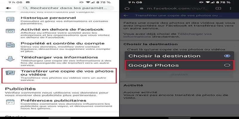 Facebook : voici comment transférer ses photos et vidéos vers Google Photos