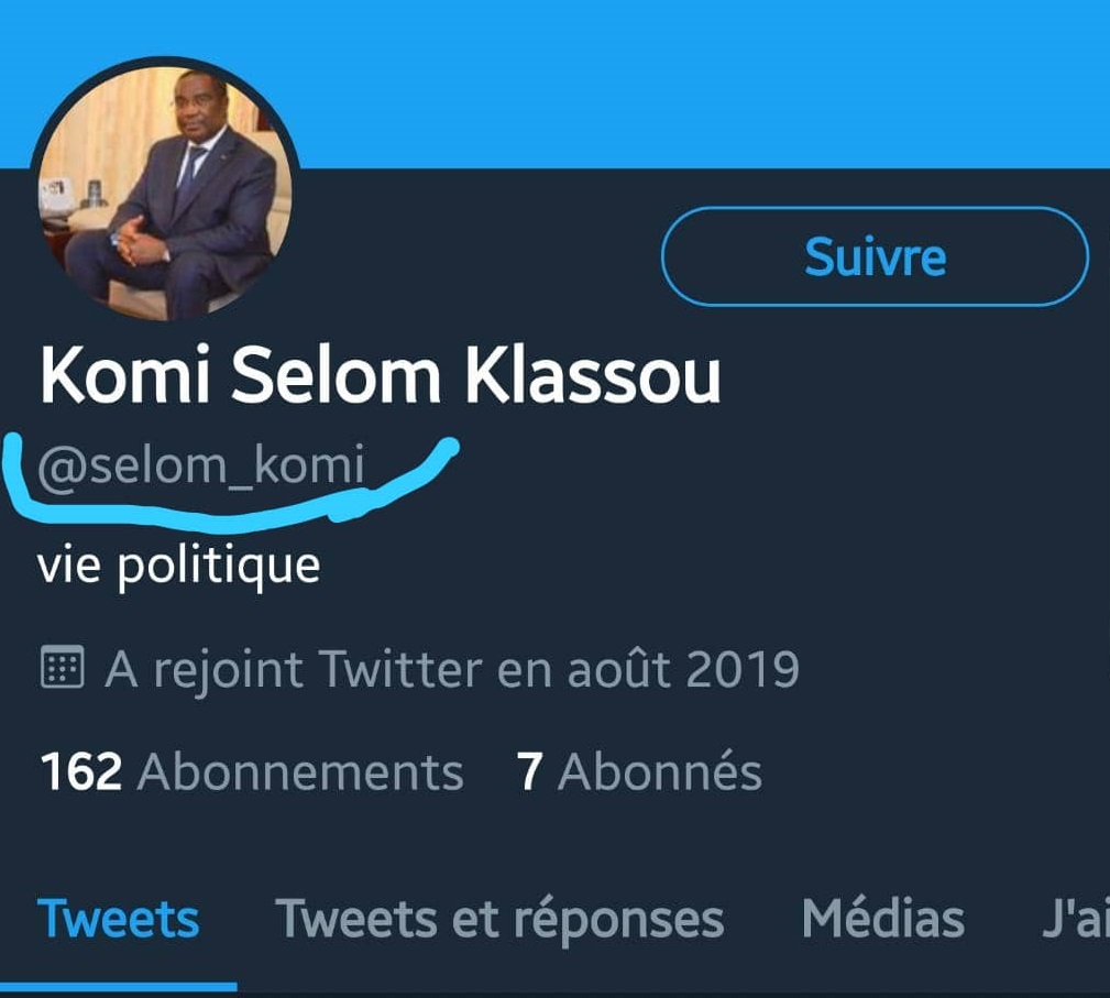 Togo : un faux compte au nom du Premier ministre Komi Klassou sur Twitter …vigilance