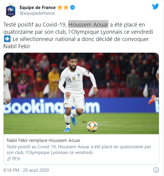 Equipe de France : Houssem Aouar testé positif à la Covid-19