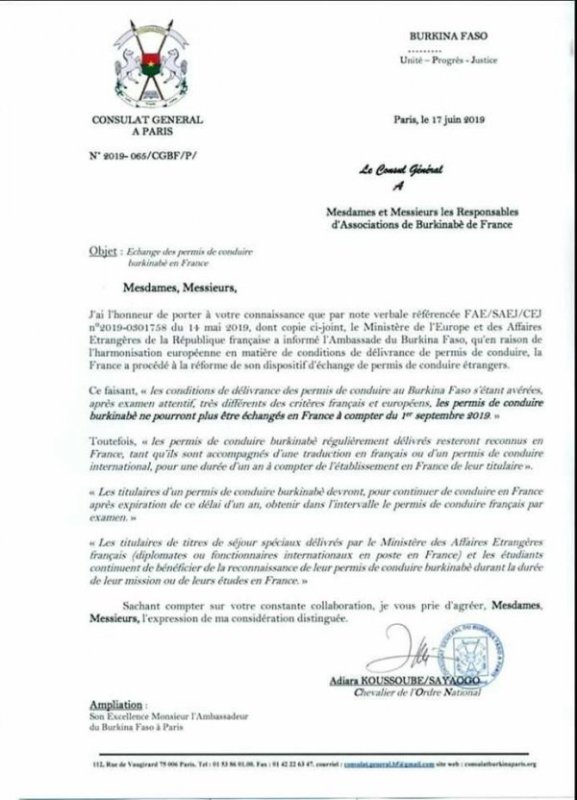 France : le permis de conduire du Burkina Faso ne sera plus valable
