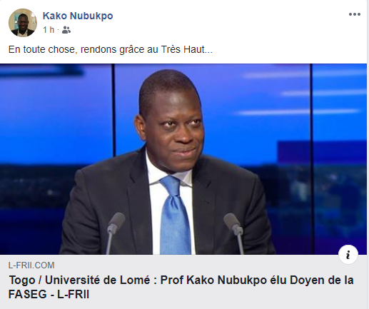 Togo/ Doyen de la FASEG-UL: les premiers mots du Prof Kako Nubukpo après son élection