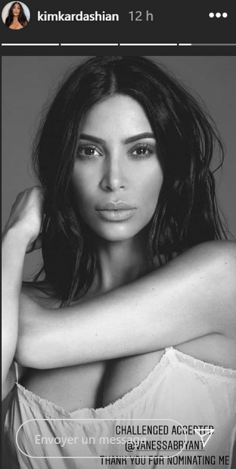 Kim Kardashian en lumière : elle relève le challenge de Vanessa Bryant sur Instagram (photo)