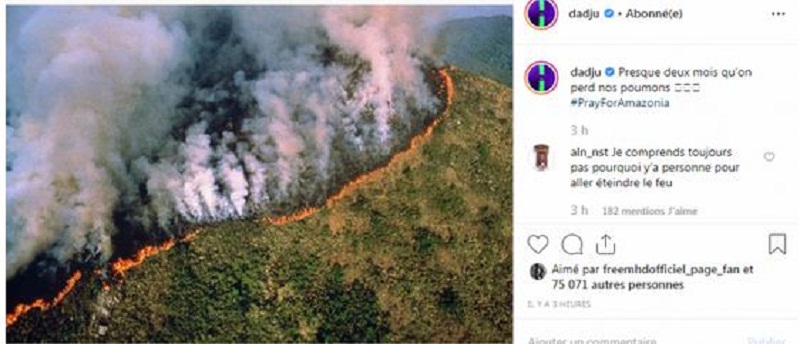 La forêt amazonienne en feu ; Dadju et  Kylian Mbappé expriment leur inquiétude