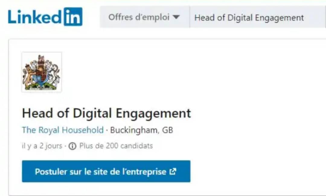 La reine d’Angleterre recrute un Community Manager ; un contrat à plein temps