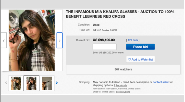 La star du p0rn0 Mia Khalifa met ses lunettes aux enchères pour aider le Liban