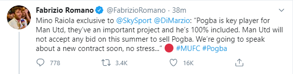 Mercato / Man United : l’agent de Paul Pogba fait une sortie fracassante sur son joueur