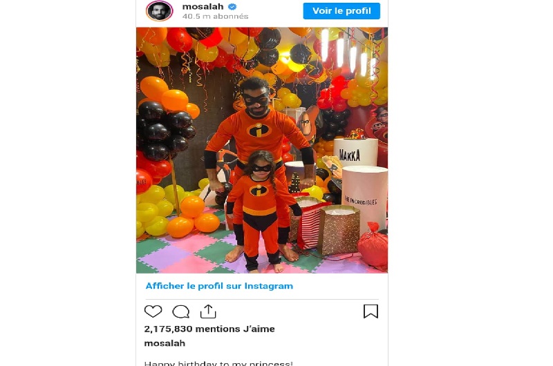 Mohamed Salah : voici comment il célèbre l’anniversaire de sa fille (photo)