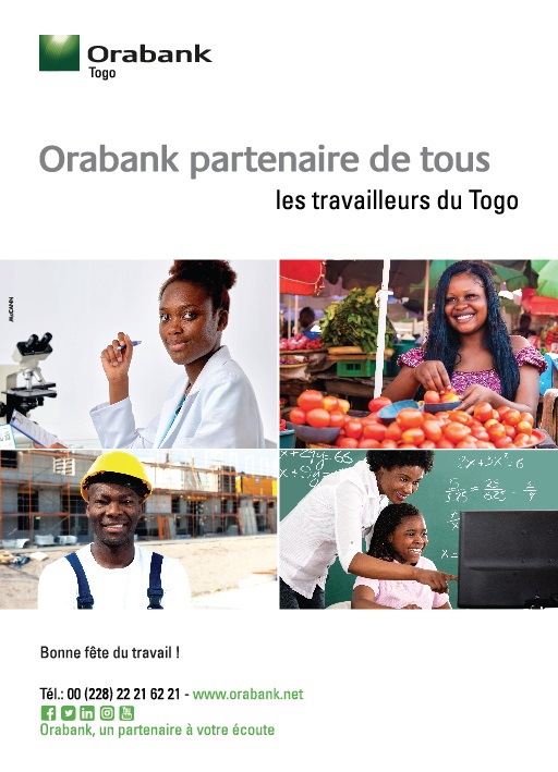 Orabank souhaite une bonne fête du 1er mai à tous les travailleurs du Togo