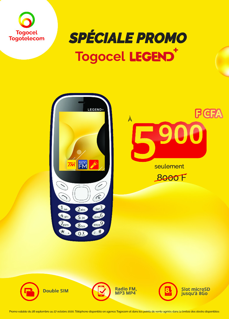 TOGOCOM vous offre le téléphone LEGEND+ à un prix cadeau !