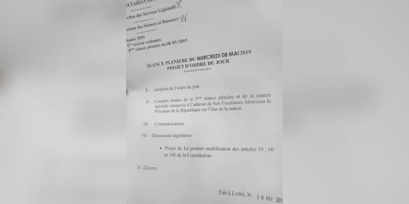 Togo-6e Législature : les grands points des échanges (en cours) à l’Assemblée Nationale ce mercredi 8 mai
