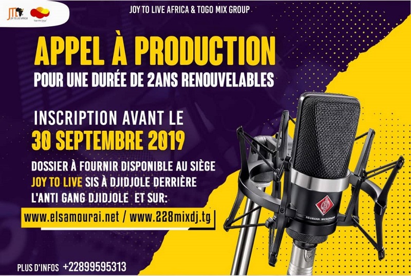 Togo : Lancement d’un appel à production d’artistes musiciens (11 septembre 2019)