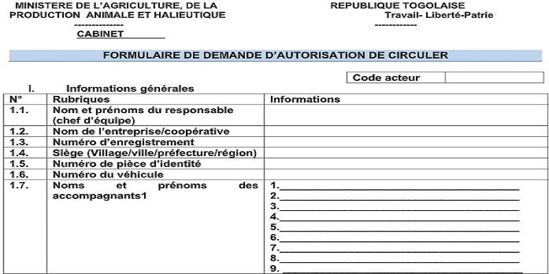 Togo / Couvre-feu : des dérogations spéciales au profit des acteurs des chaînes de valeurs agricoles