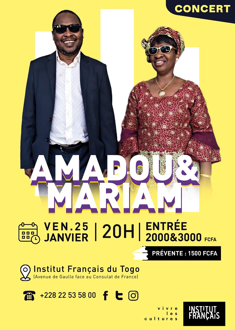 Togo : le duo malien Amadou et Mariam annoncé à Lomé ce samedi