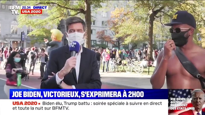 Torse nu, un Américain s’incruste en plein direct sur BFM TV (vidéo)