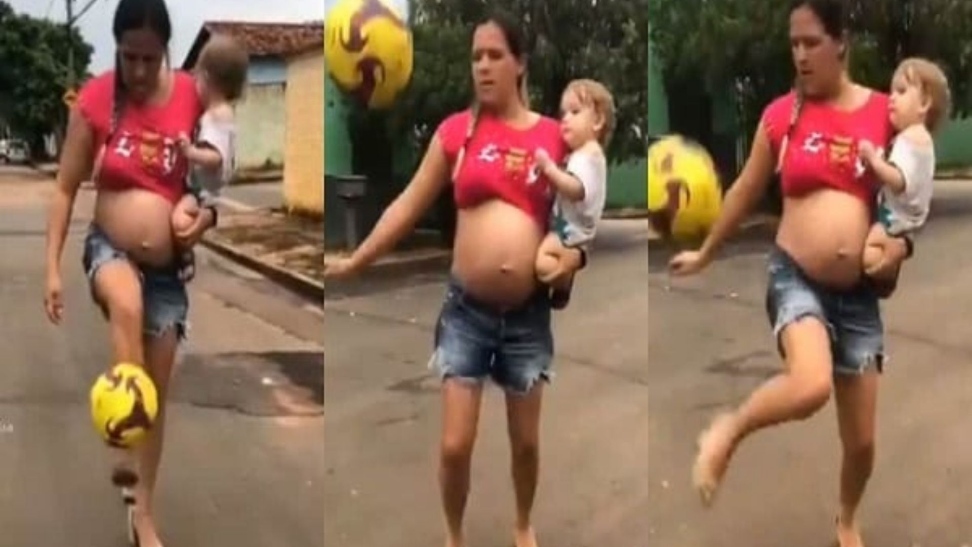 Une femme enceinte et en talons montre ses talents de jongleuse (vidéo)
