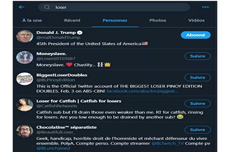 USA : Twitter place Trump en tête des résultats de recherche pour «loser»