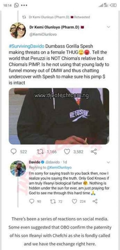 Après le  buzz  de  la  supposée  tension entre Davido  et   Chioma, la star nigériane brise  le silence