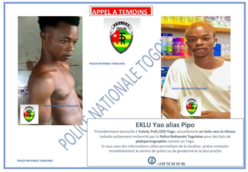 Togo / Police : Appel à témoins lancé pour arrêter le réseau de pédopornographie de Tsévié