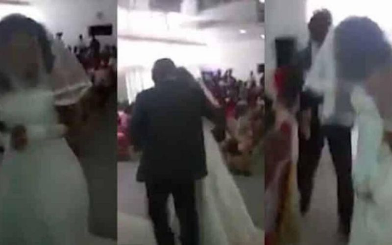 Une femme débarque en robe de mariée au mariage de son amant et crée un gros scandale (vidéo)