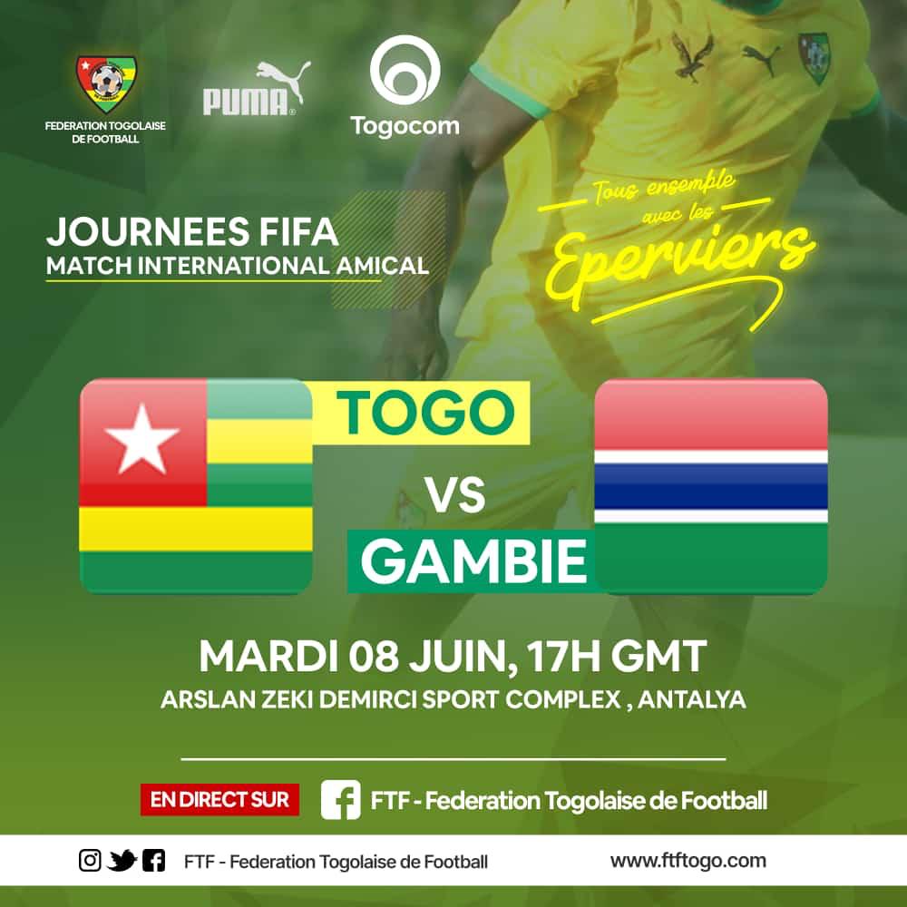 Togo-Gambie : le Togo fait le service minimum ; voici le score à la pause
