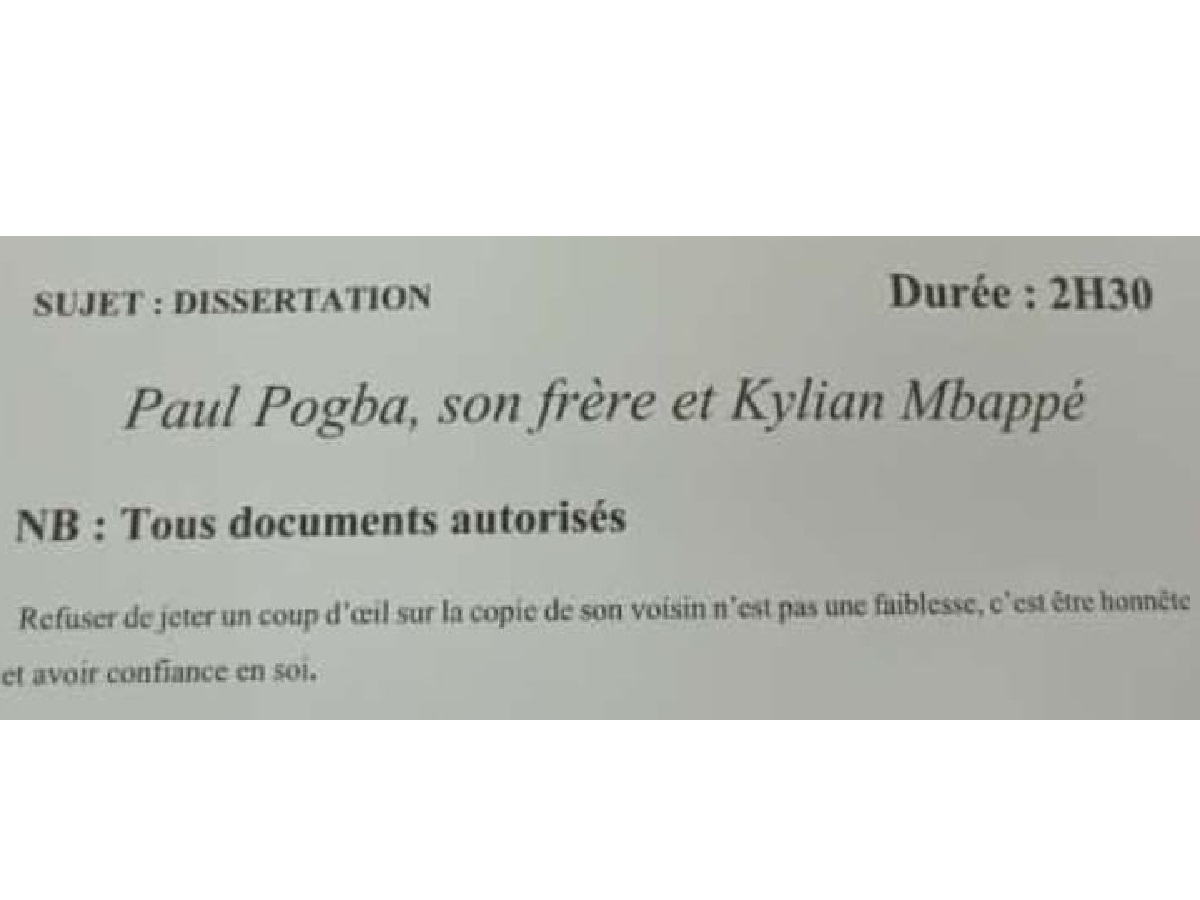 « Paul Pogba, son frère et Kylian Mbappé » ; ce sujet de dissertation proposé aux étudiants fait jaser