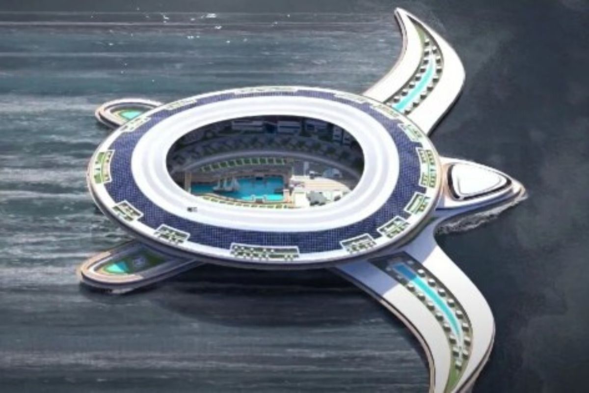 Pangeos Terayacht : l’incroyable yacht géant en forme de tortue de mer, qui est pratiquement une ville flottante (vidéo)